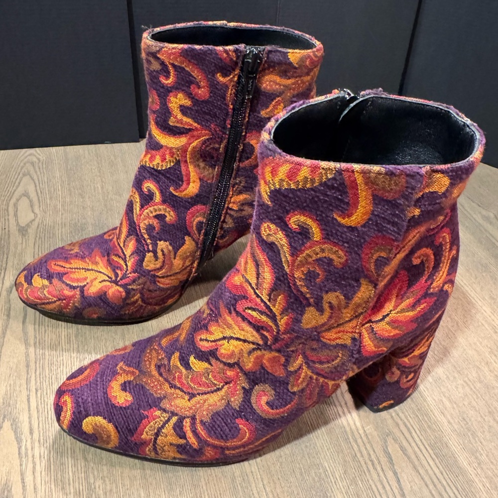 Linea Azzurra: Made in Italy: Floral Baroque Patterned Ankle Boots women size 37 - Picture 4 of 12